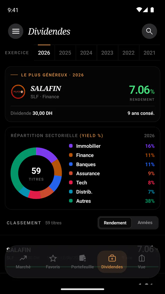 bourse de casablanca application mobile android liste dividendes