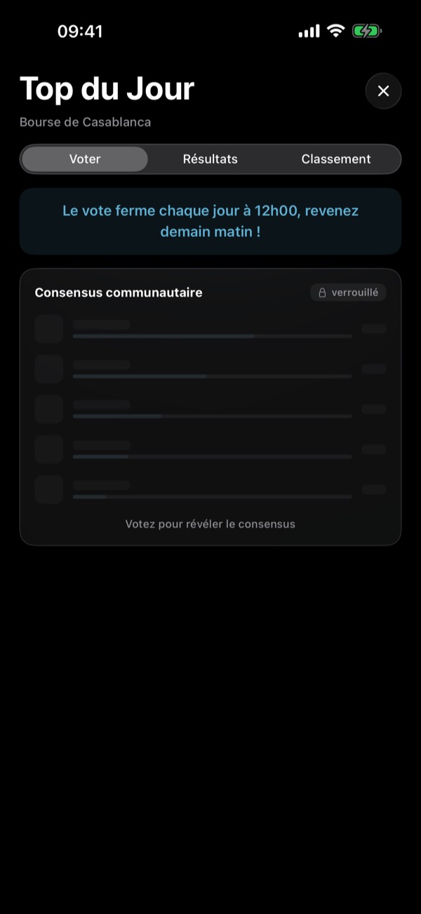 Le vote Top du Jour dans l'application CasaBourse